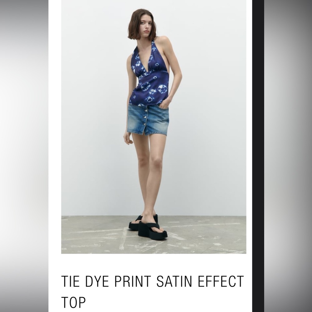 Zara halter tie dye satin top